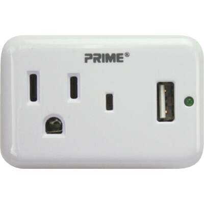 Prime Wire & Cable 1 Power & 1 USB White Wall Charger