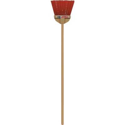 Bruske 9 In. W. x 37 In. L. Wood Handle Flared Lobby Household Broom, Brown Bristles