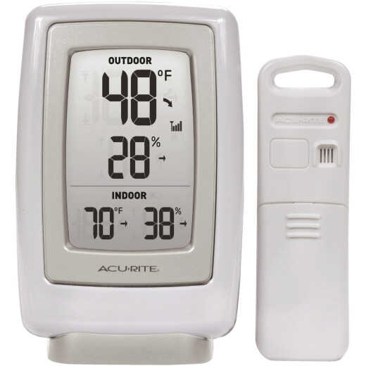 Acurite 3-1/2" W x 5-1/2" H Plastic Wireless Indoor & Outdoor Thermometer & Humidity Gauge